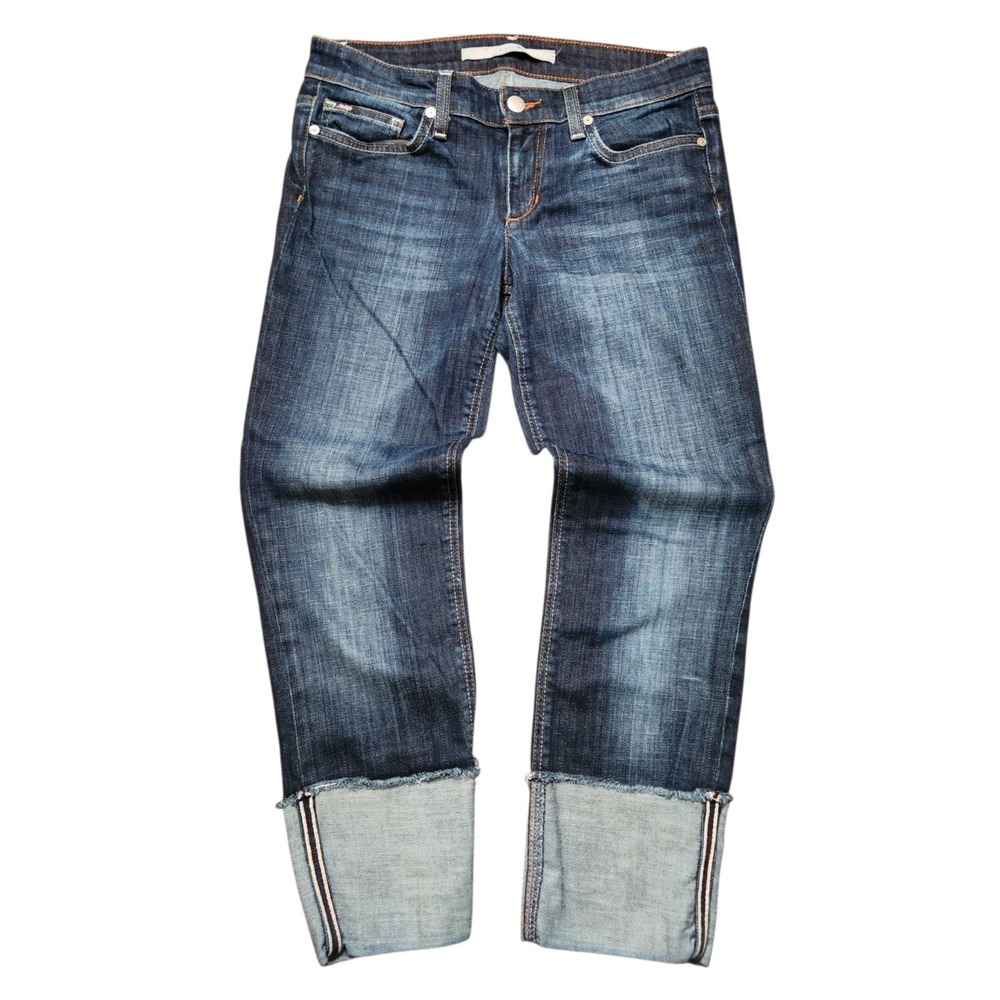 Selvedge Denim Cuff Joe's Jeans Size 26 Faded Cropped Capris Dark Wash Mid Rise